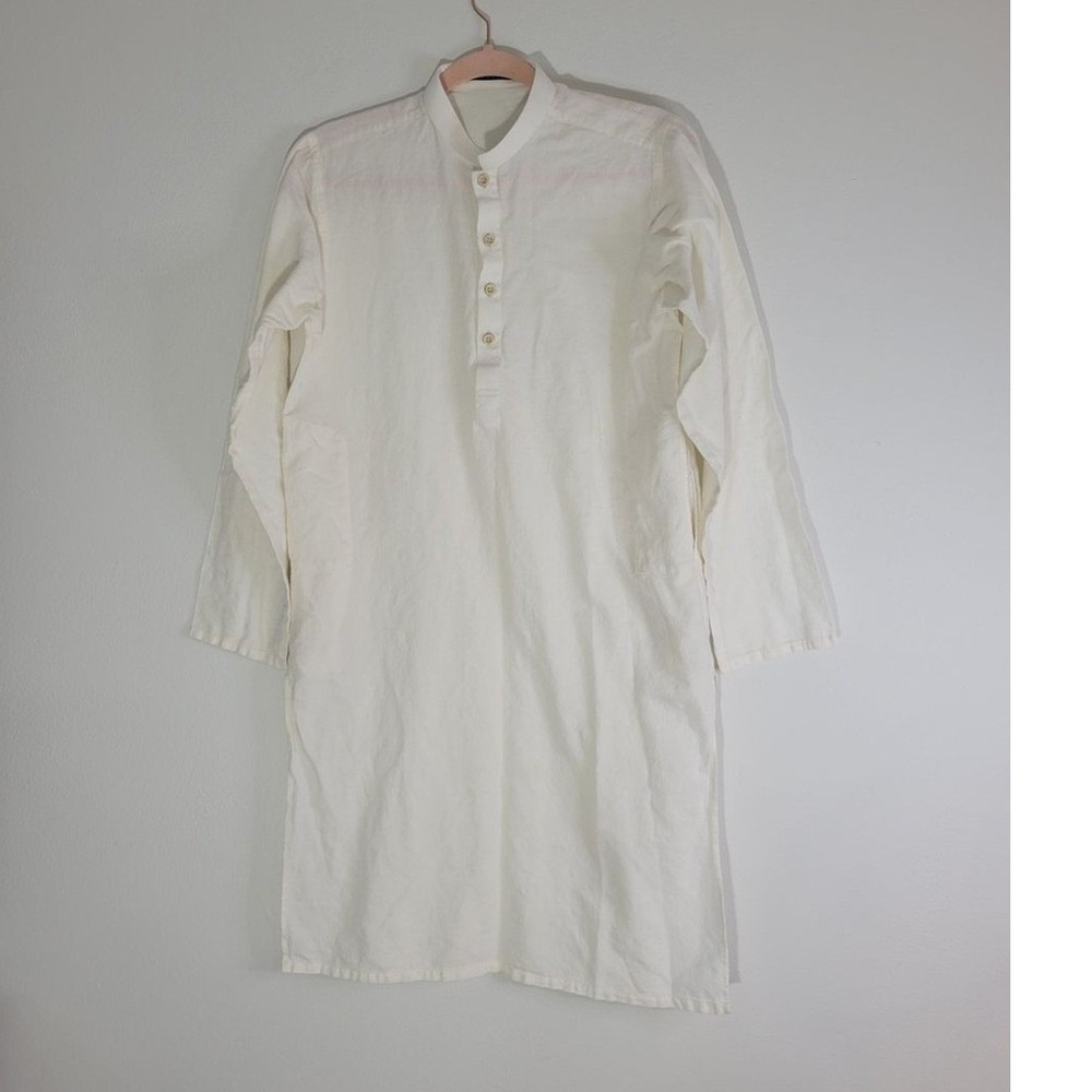 KHAADI WOMEN SIZE S Cream Button-Front Tunic Dress